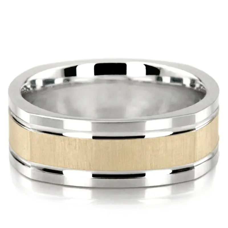 10K white-yellow-white gold 7mm. cross satin two-tone-wedding-band - alternate view 3