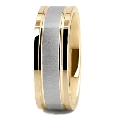 Square Cross-satin Basic Carved Wedding Band 