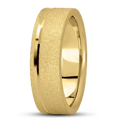10K yellow gold 7mm. stone finish basic-carved-simple-wedding-bands - alternate view 3 thumbnail