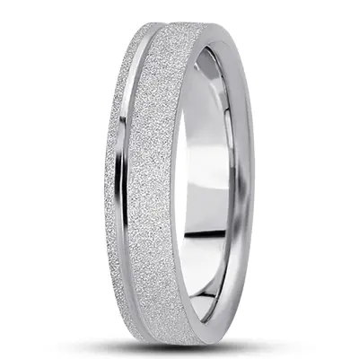 10K white gold 5mm. stone finish basic-carved-simple-wedding-bands - alternate view 4 thumbnail