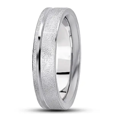 10K white gold 4mm. stone finish basic-carved-simple-wedding-bands - main view thumbnail