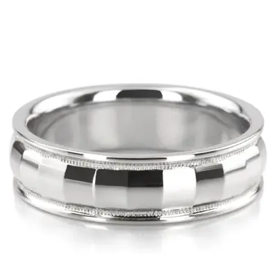 10K white gold 6mm. high polish diamond-carved-wedding-ring - alternate view 4 thumbnail