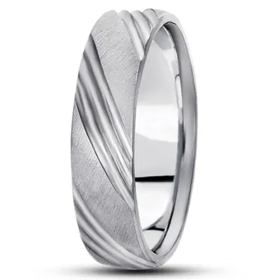 Traditional Grooved Diamond Cut Wedding Ring