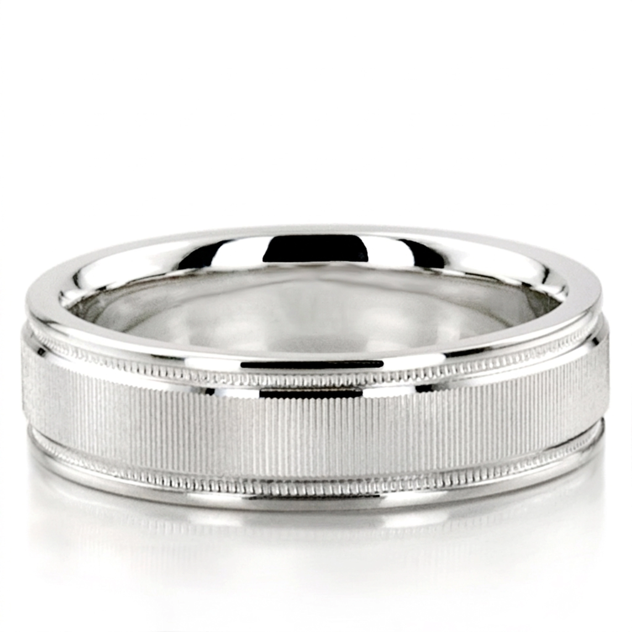 10K white gold 6mm. diamond cut diamond-cut-wedding-band - main view