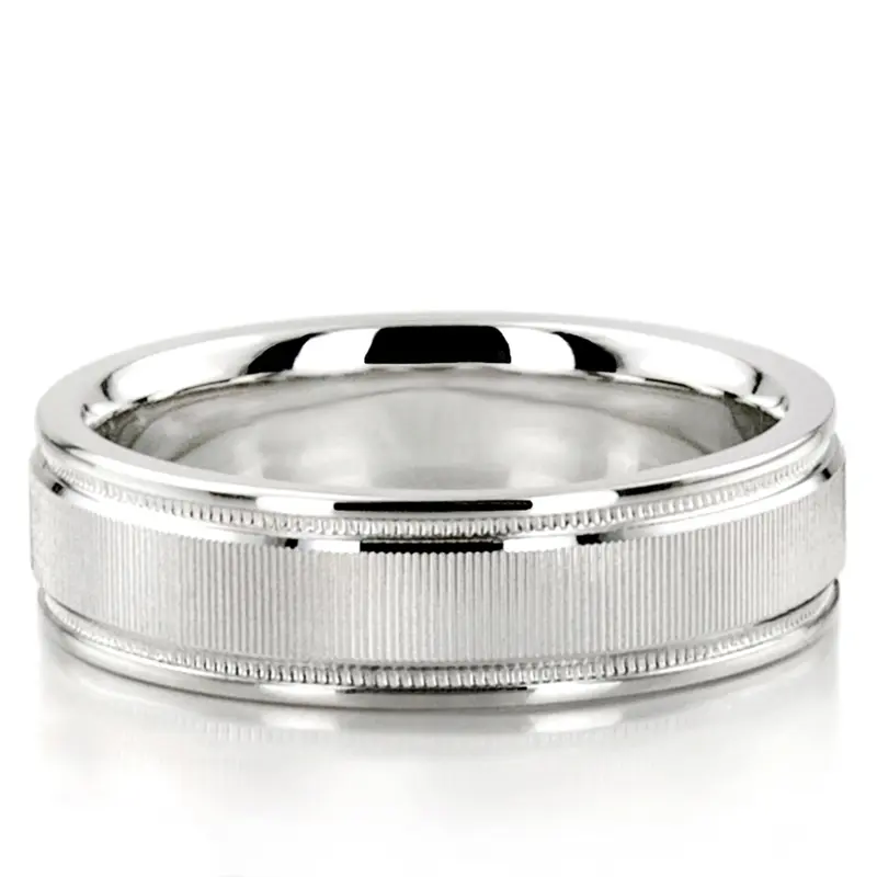 10K white gold 6mm. diamond cut diamond-cut-wedding-band - main view