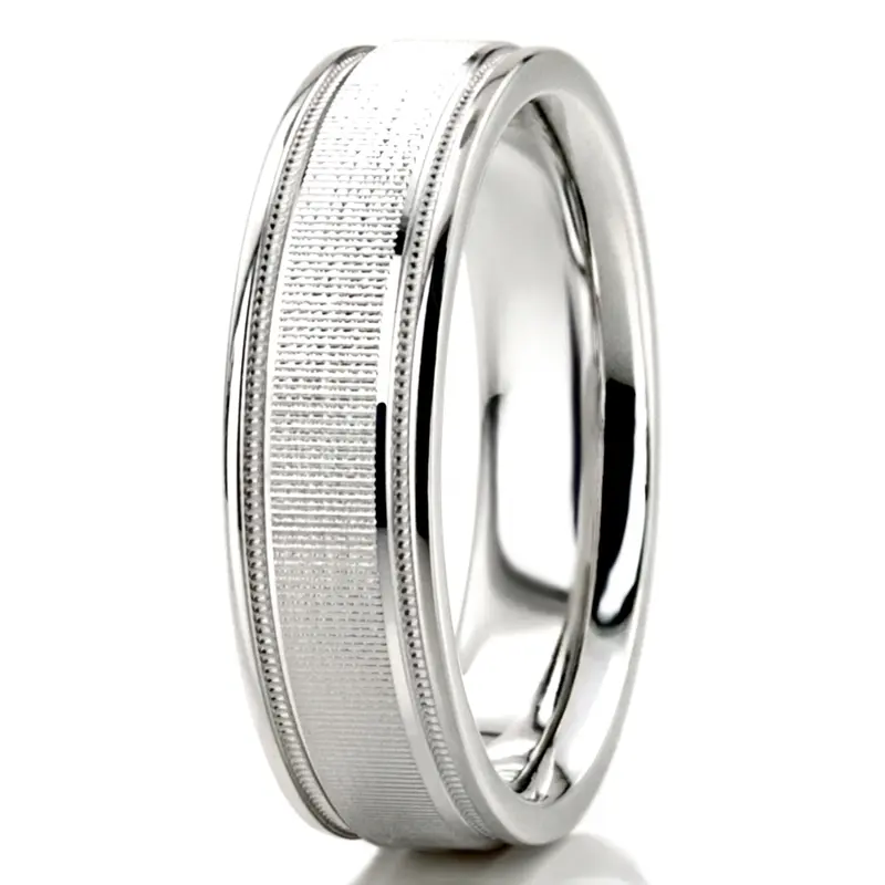 10K white gold 6mm. diamond cut diamond-cut-wedding-band - alternate view 4