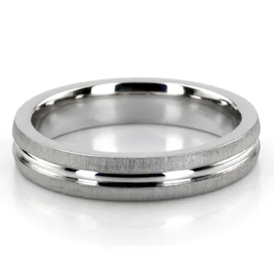 10K white gold 4mm. cross satin diamond-cut-wedding-band - main view thumbnail
