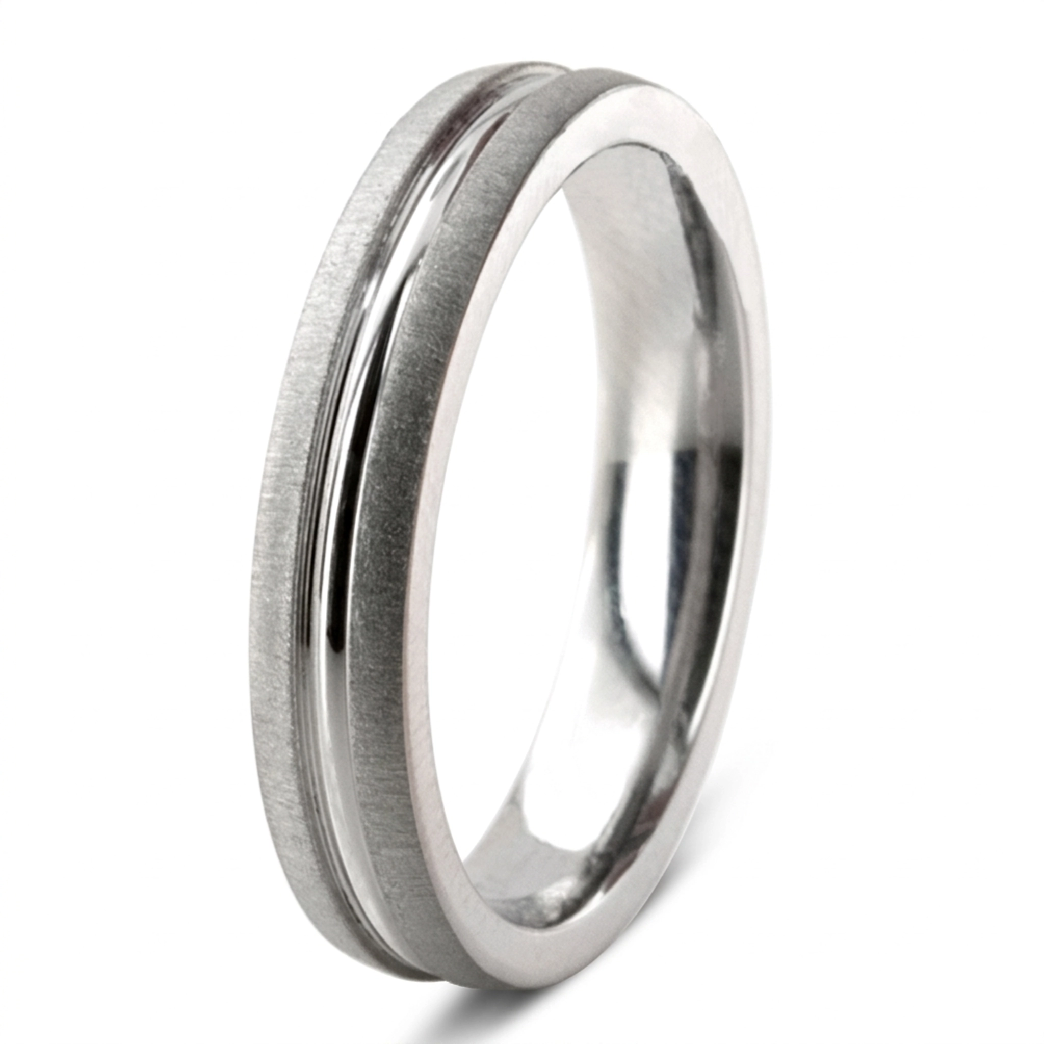 10K white gold 4mm. cross satin diamond-cut-wedding-band - alternate view 4