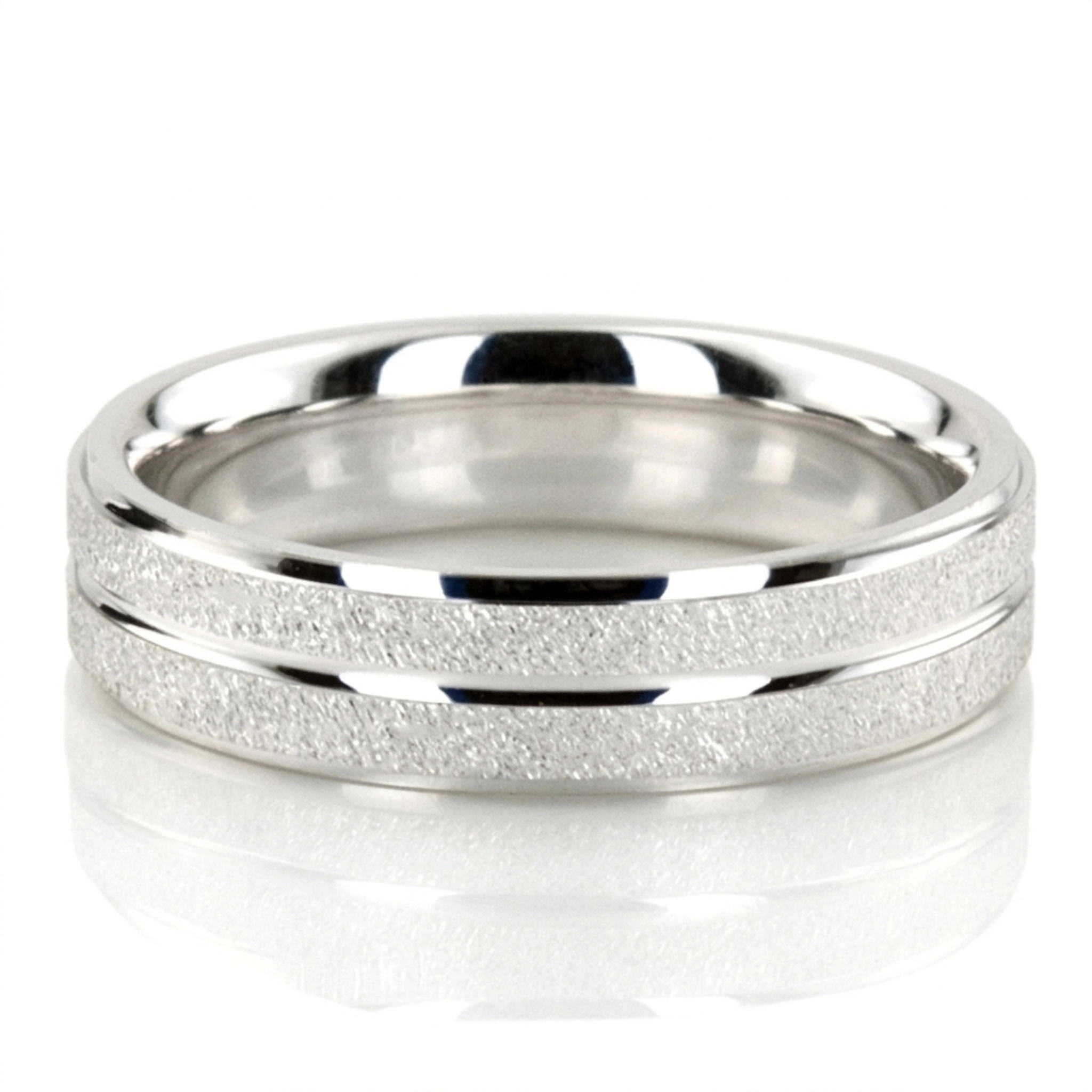 10K white gold 5mm. diamond cut basic-carved-weddingbands - main view