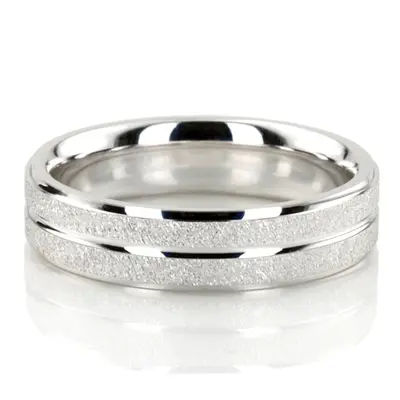 10K white gold 5mm. diamond cut basic-carved-weddingbands - main view thumbnail