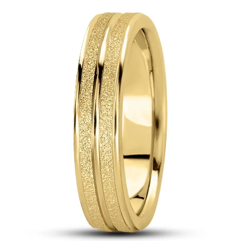 10K yellow gold 5mm. diamond cut basic-carved-weddingbands - alternate view 5