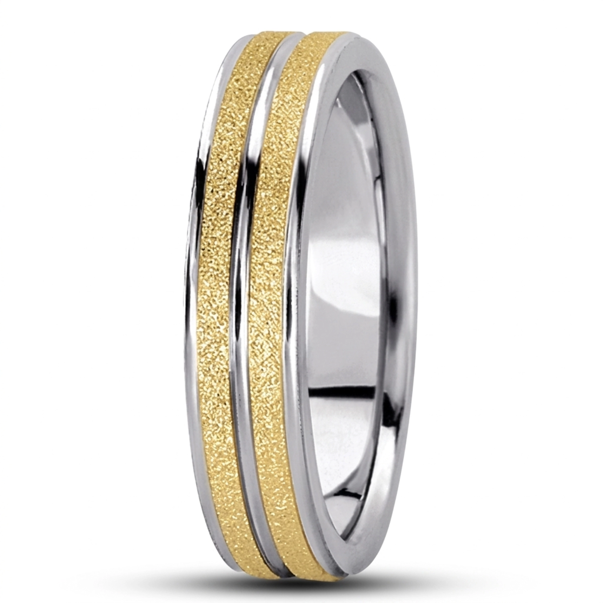 10K w-y-w-y-w gold 5mm. diamond cut basic-carved-weddingbands - alternate view 2