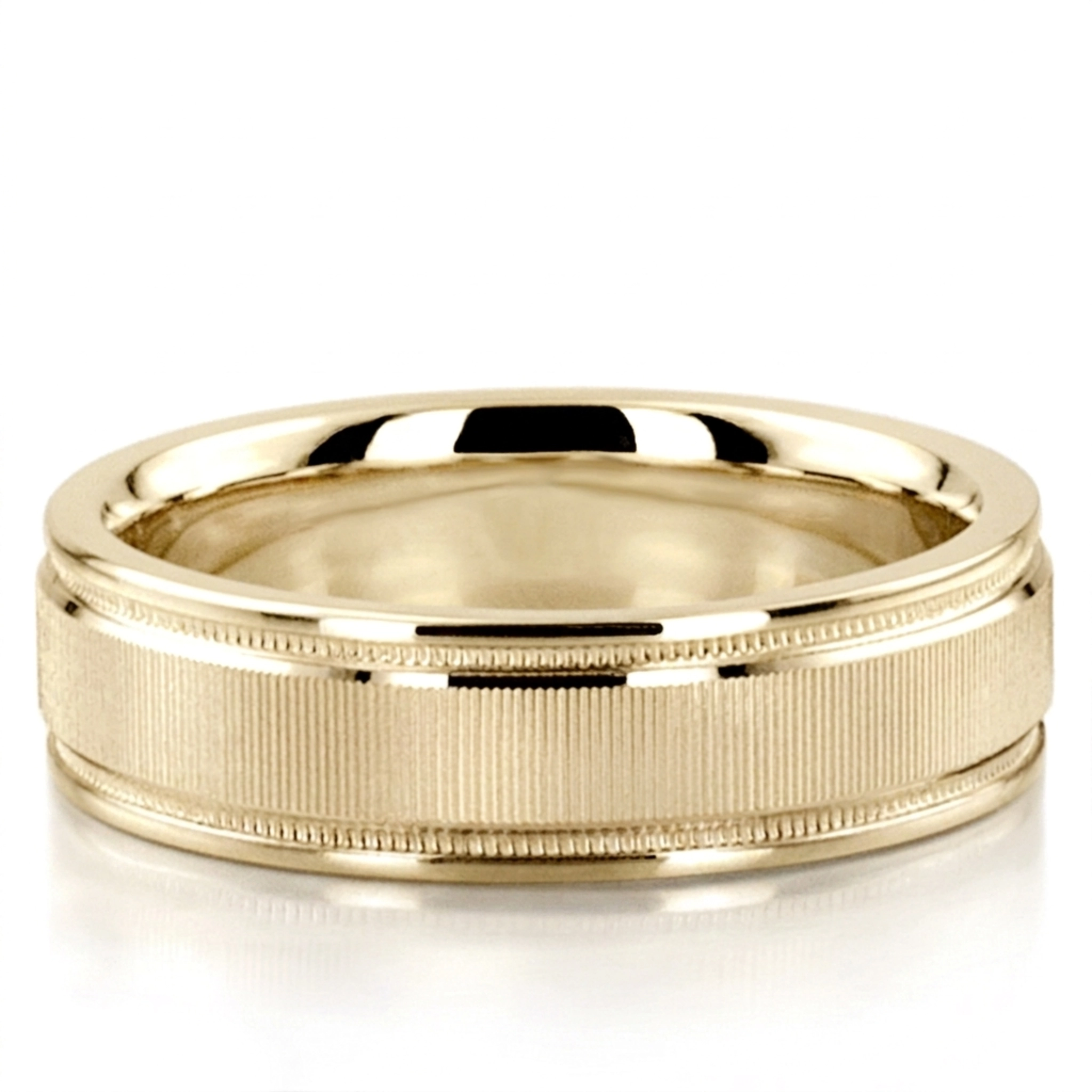 10K yellow gold 6mm. diamond cut diamond-cut-wedding-band - alternate view 2