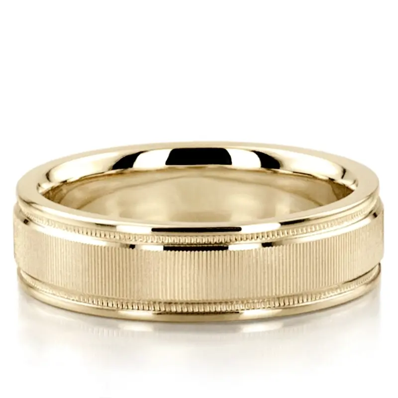 10K yellow gold 6mm. diamond cut diamond-cut-wedding-band - alternate view 2