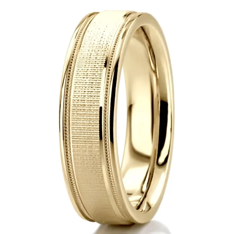 10K yellow gold 6mm. diamond cut diamond-cut-wedding-band - alternate view 3