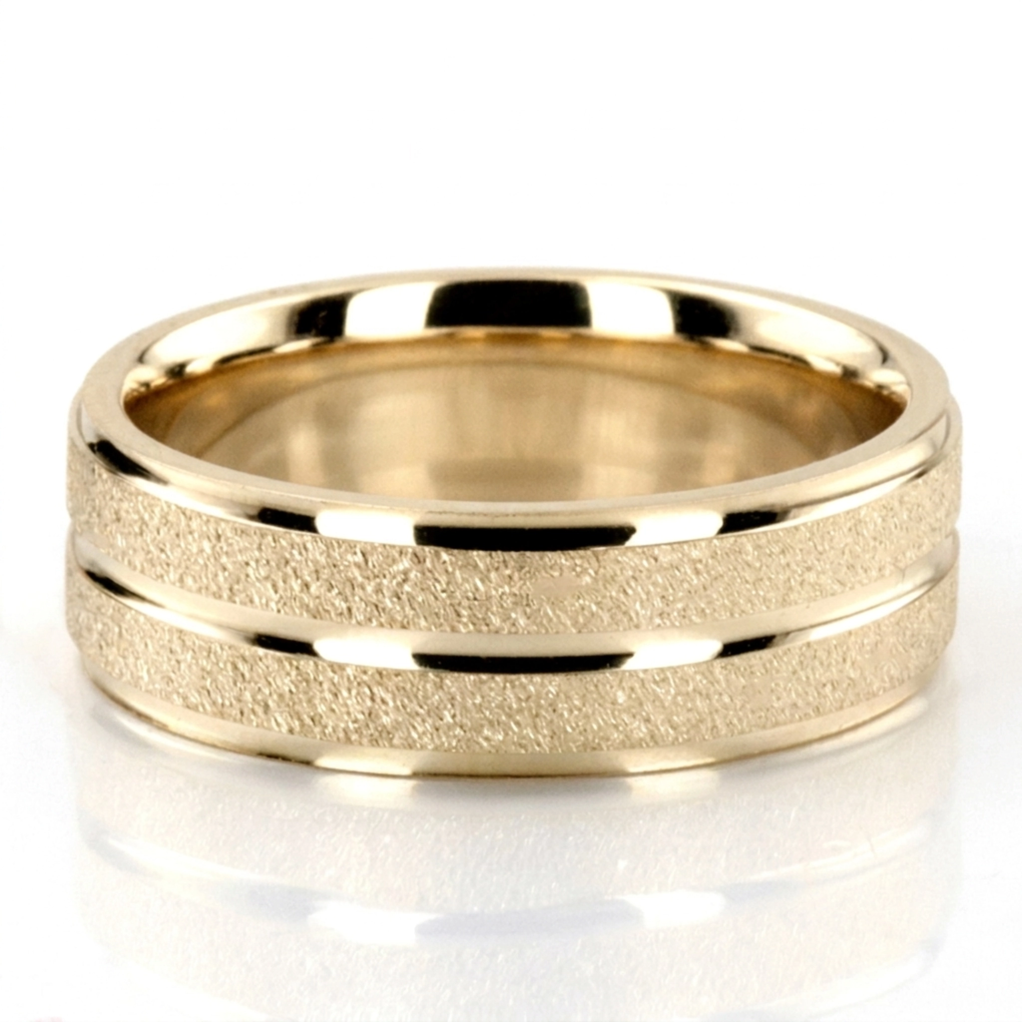 10K yellow gold 7mm. diamond cut basic-carved-weddingbands - alternate view 4