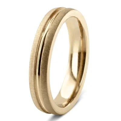 10K yellow gold 4mm. cross satin diamond-cut-wedding-band - alternate view 3 thumbnail