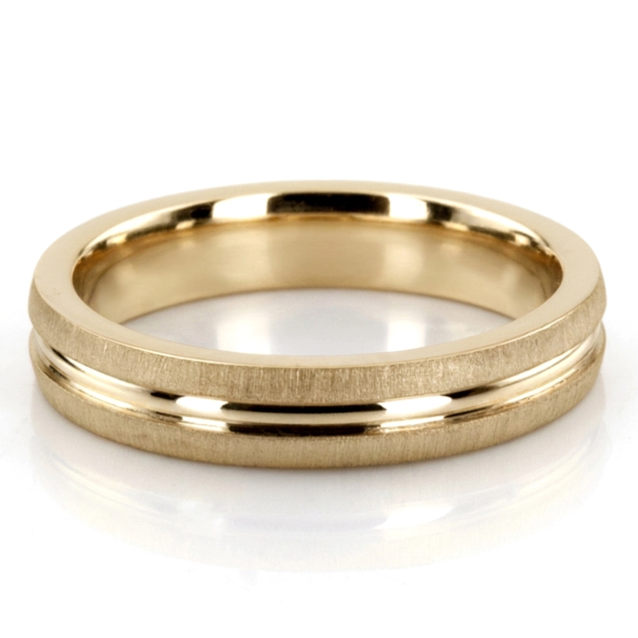 10K yellow gold 4mm. cross satin diamond-cut-wedding-band - alternate view 2