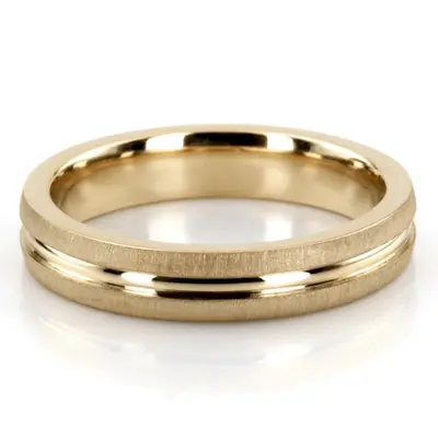 10K yellow gold 4mm. cross satin diamond-cut-wedding-band - alternate view 2 thumbnail