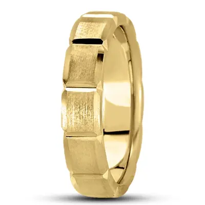 10K yellow gold 5mm. satin basic-diamond-carved-wedding-ring - alternate view 2 thumbnail
