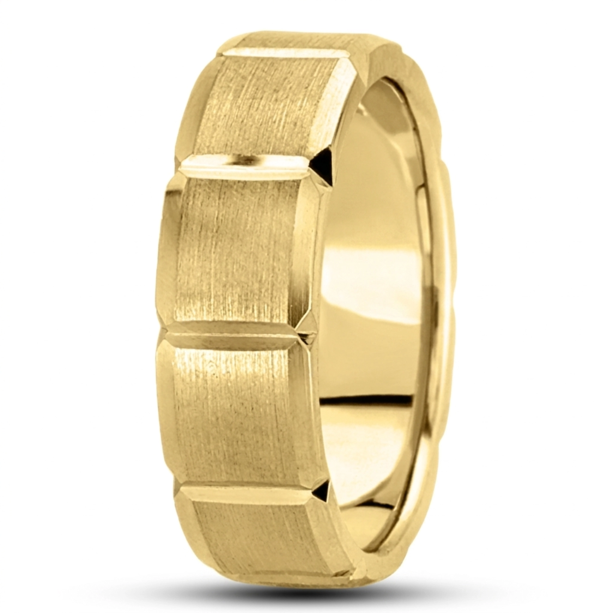 10K yellow gold 7mm. satin basic-diamond-carved-wedding-ring - alternate view 7