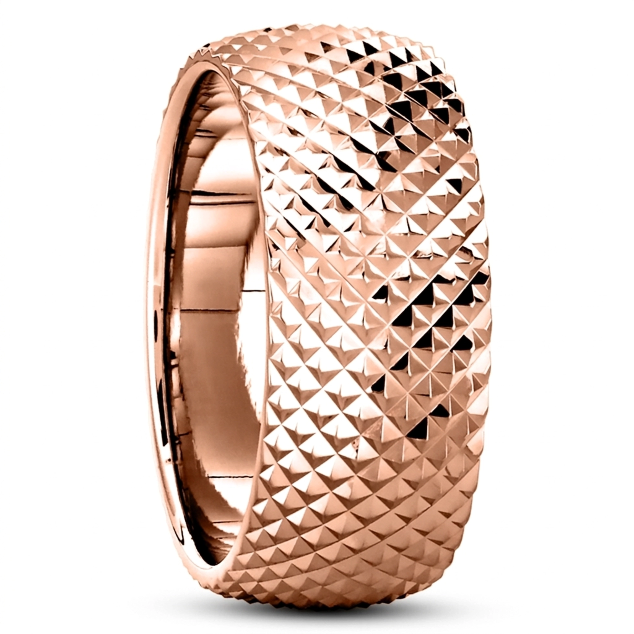 10K pink gold 9mm. high polish Fish-Scale-Fancy-Wedding-Ring - alternate view 2