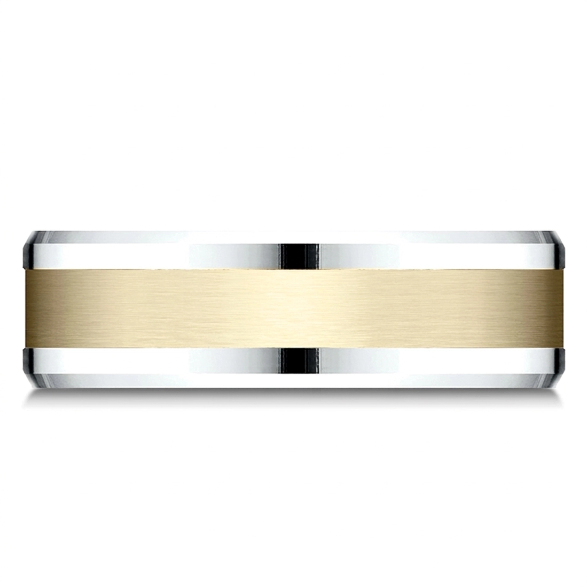 10K white-yellow-white gold 6mm. satin Benchmark-6mm-Comfort-Fit-Drop-Bevel-Satin-Finish- - main view