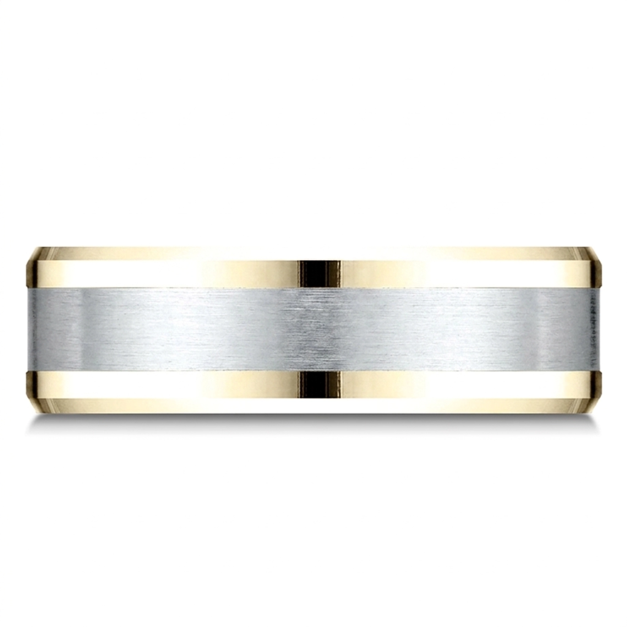 14K yellow-white-yellow gold 6mm. high polish Benchmark-Two-Tone-6mm-Comfort-Fit-Drop-Bevel-Desi - main view