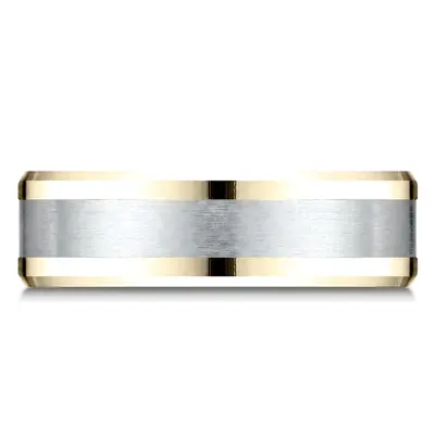 Benchmark Two Tone 6mm Comfort Fit Drop Bevel Design Band