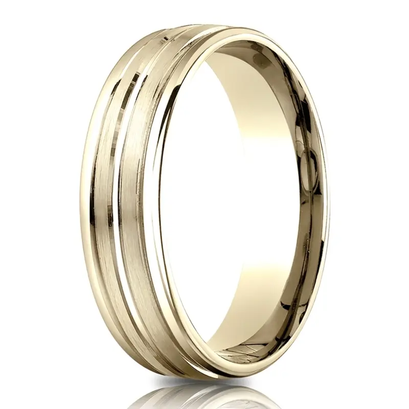 14K yellow gold 6.5mm satin Light-Comfort-Satin-Finished-High-Polished-Center - main view