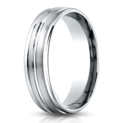 14K white gold 6.5mm satin Light-Comfort-Satin-Finished-High-Polished-Center - alternate view 2 thumbnail