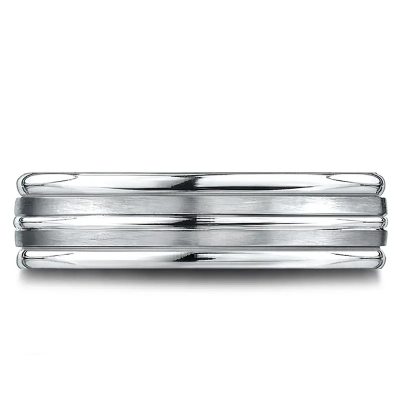 14K white gold 6.5mm satin Light-Comfort-Satin-Finished-High-Polished-Center - alternate view 4