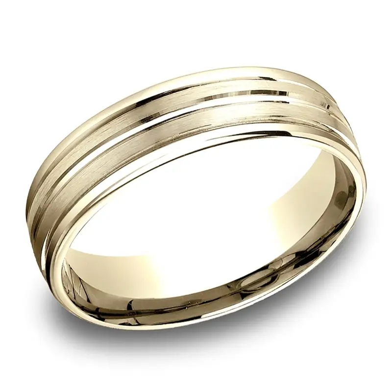 14K yellow gold 6.5mm satin Light-Comfort-Satin-Finished-High-Polished-Center - alternate view 6