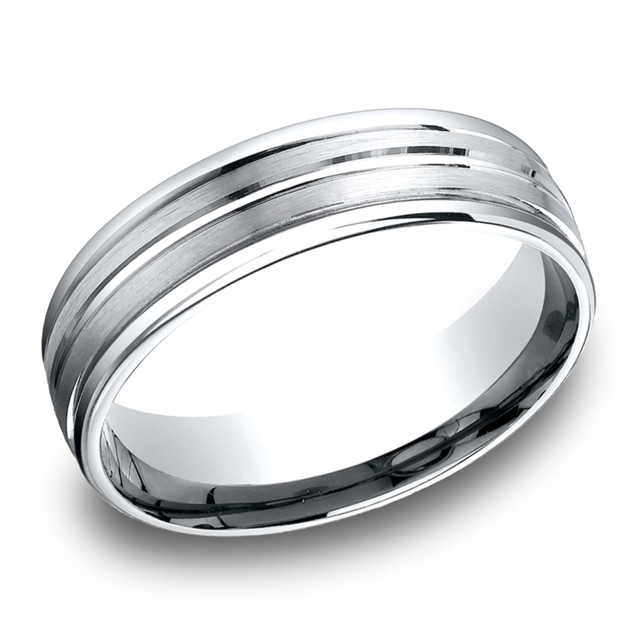 14K white gold 6.5mm satin Light-Comfort-Satin-Finished-High-Polished-Center - alternate view 5