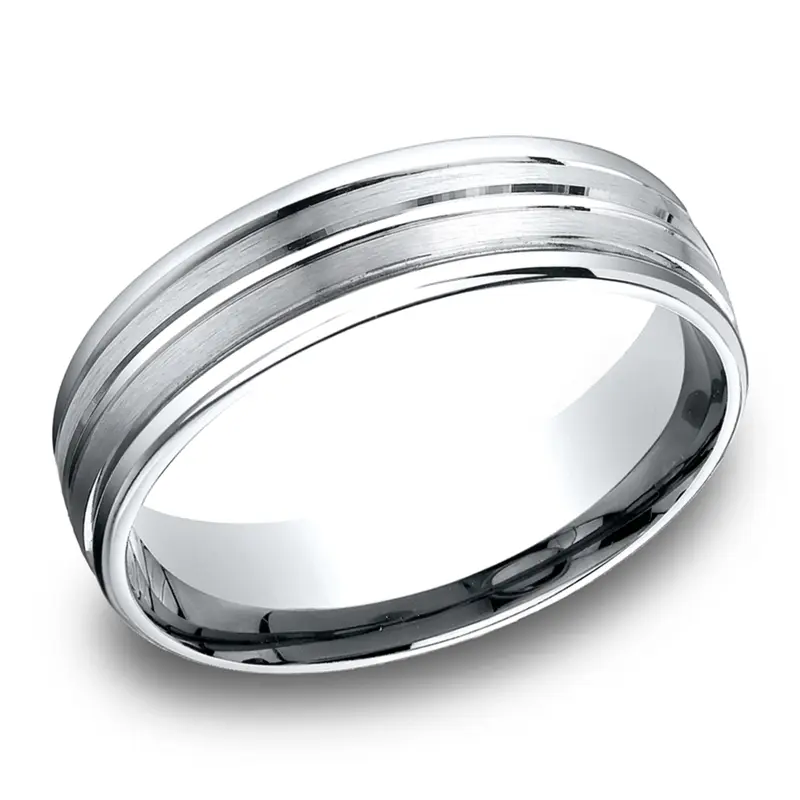 14K white gold 6.5mm satin Light-Comfort-Satin-Finished-High-Polished-Center - alternate view 5