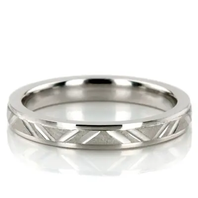 10K white gold 3mm. cross satin diamond-cut-wedding-band - main view thumbnail