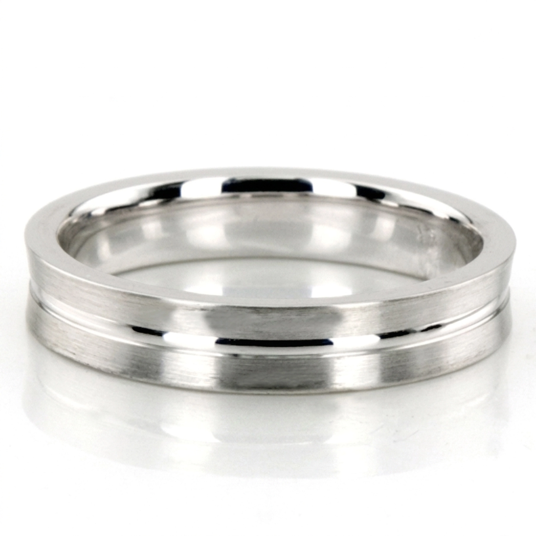 10K white gold 4mm. satin finish diamond-cut-wedding-band - main view