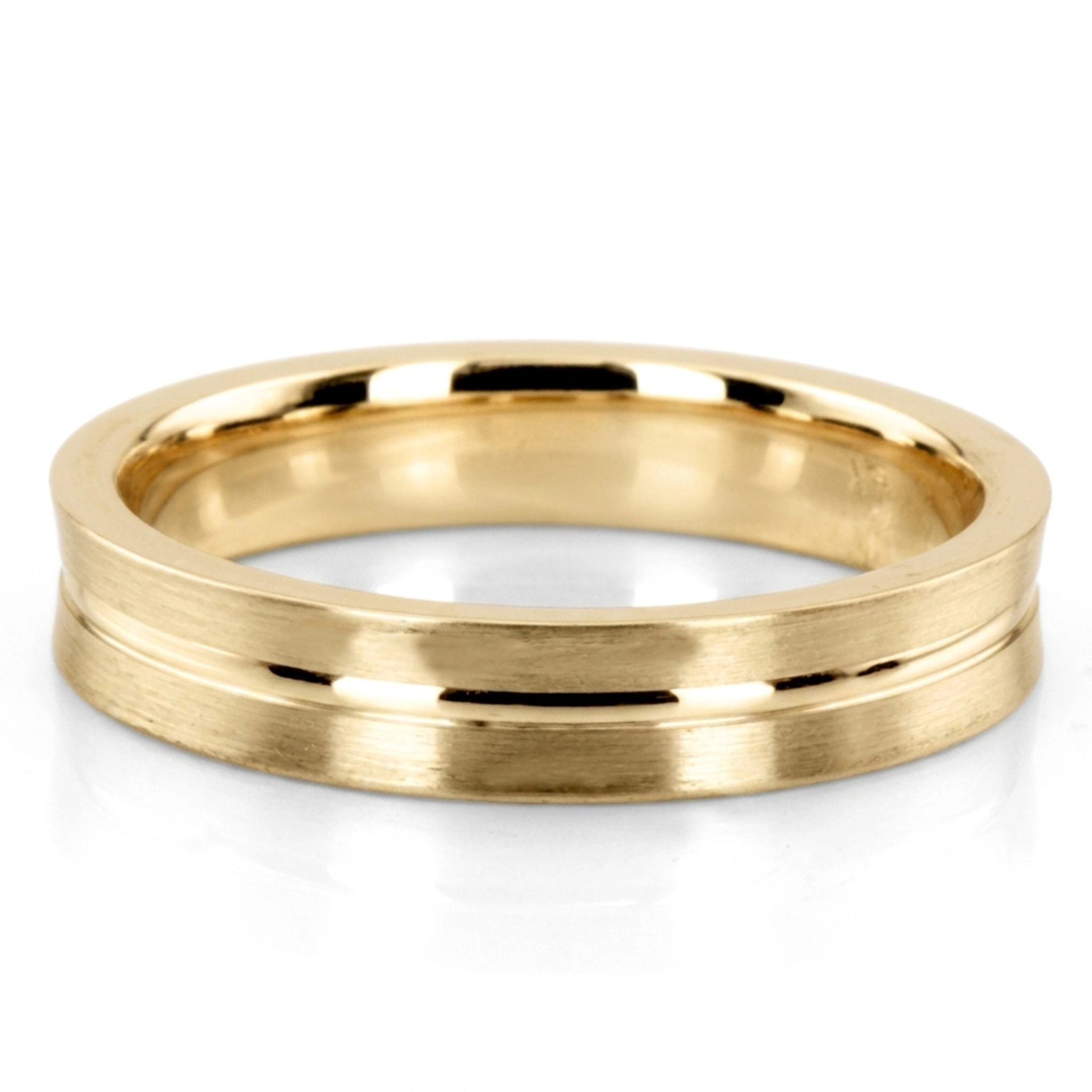 10K yellow gold 4mm. satin finish diamond-cut-wedding-band - alternate view 2