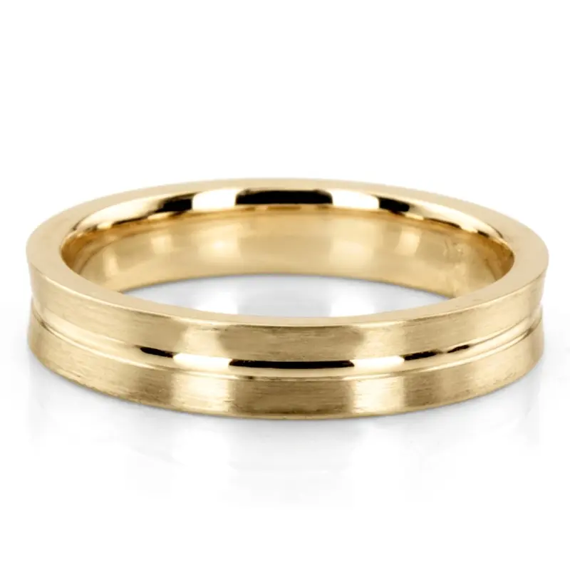 14K yellow gold 4mm. satin finish diamond-cut-wedding-band - alternate view 2