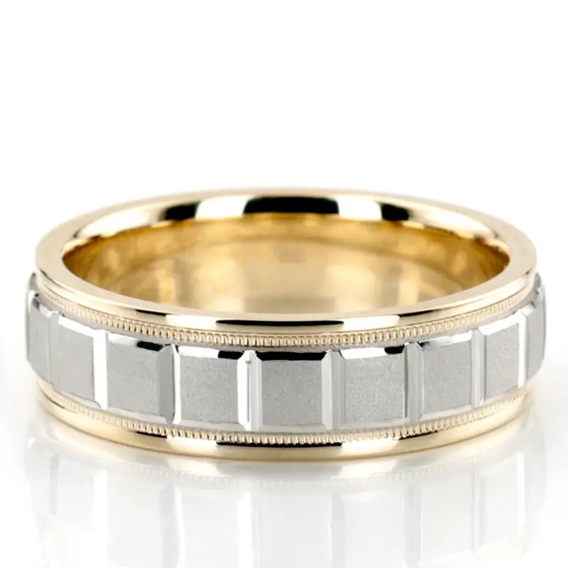 platinum 6.5mm sand blast two-tone-wedding-bands - alternate view 2