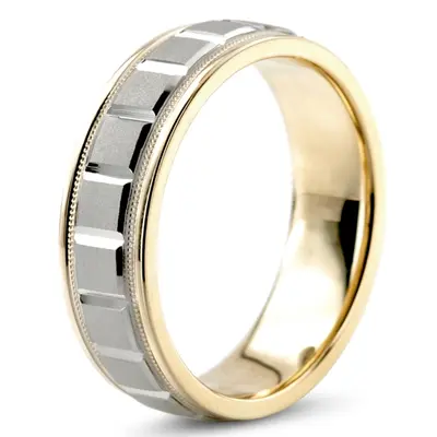 Chic Rectangular Cut Two-Tone Wedding Ring  - view 4 of 4