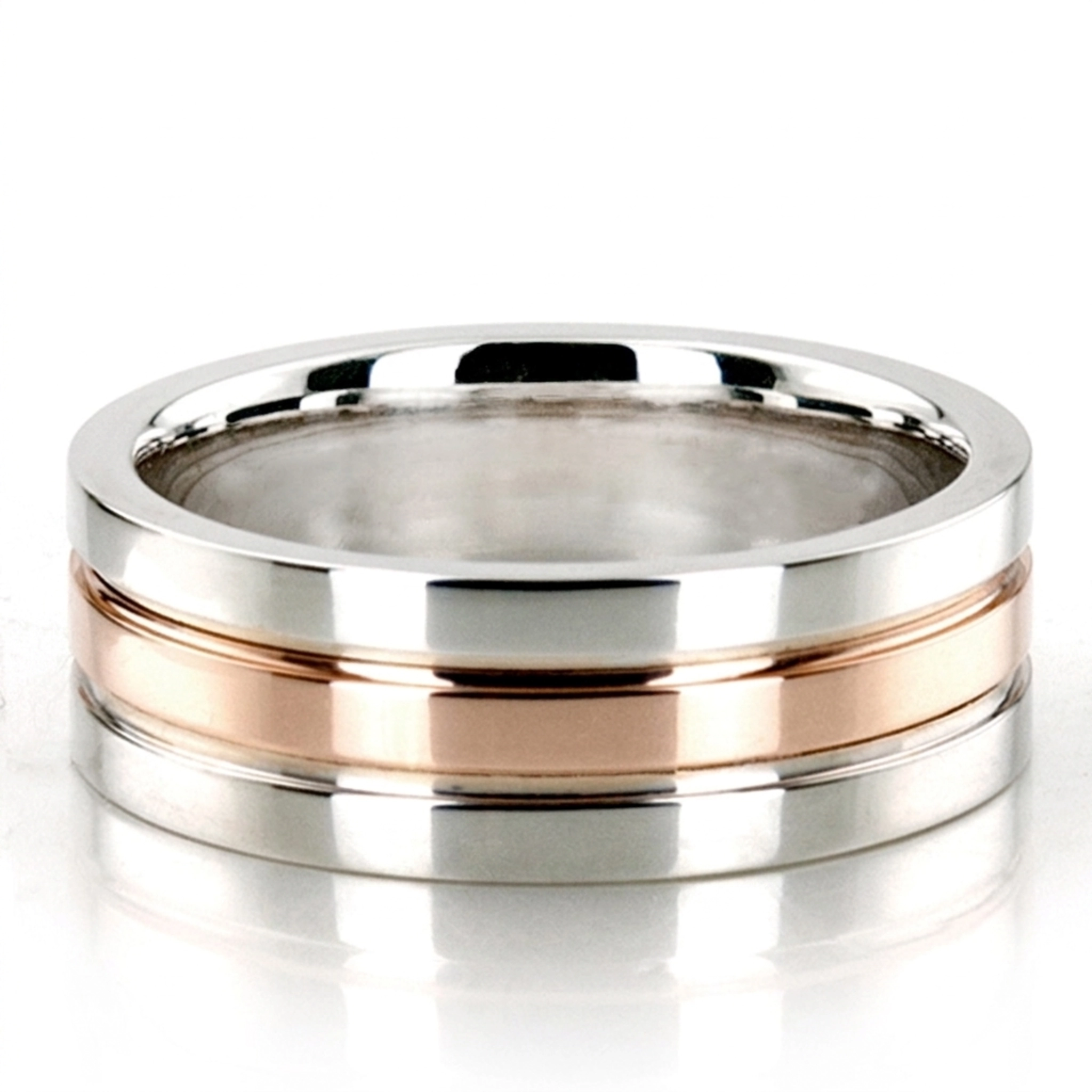 10K same as picture gold 7mm. satin two-tone-wedding-bands - main view