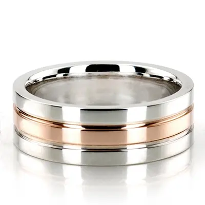 Sturdy Flat Rose Gold Wedding Band 