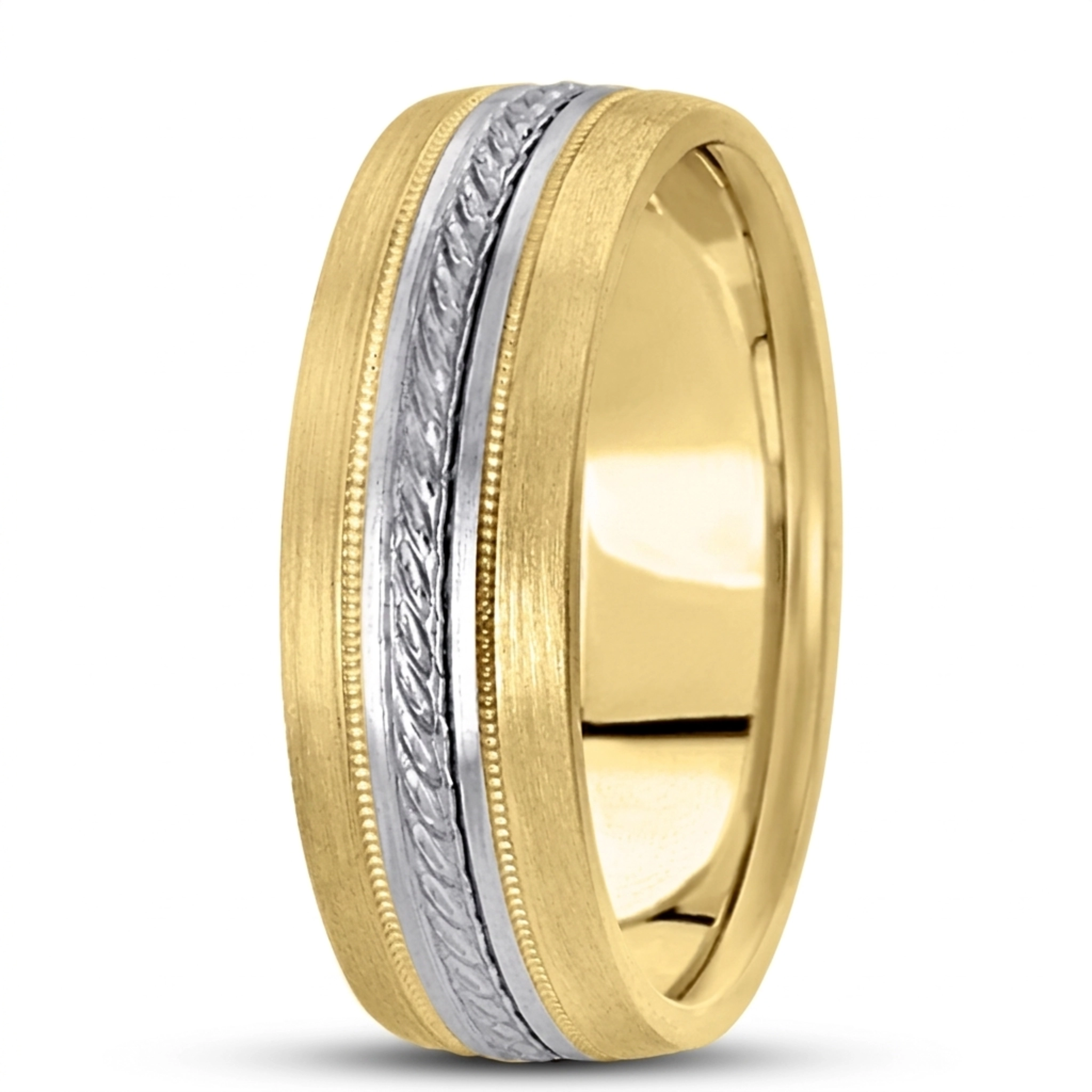 10K yellow-white-yellow gold 7mm. same as picture basic-carved-simple-wedding-bands - alternate view 4