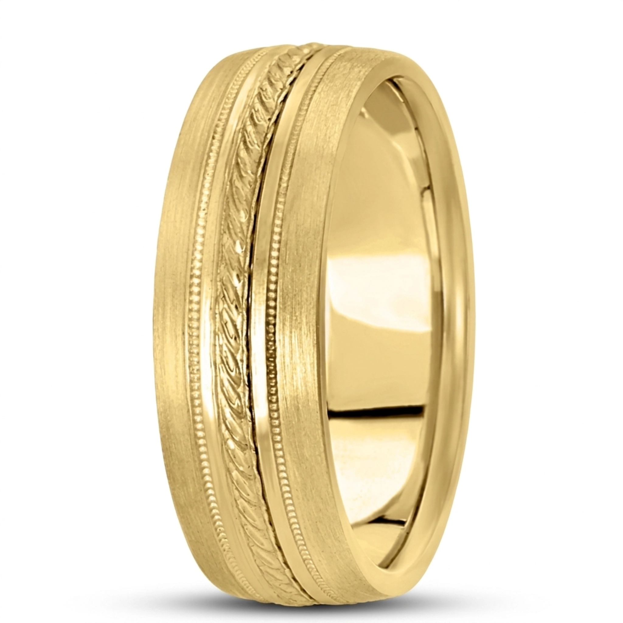 10K yellow gold 7mm. same as picture basic-carved-simple-wedding-bands - alternate view 5