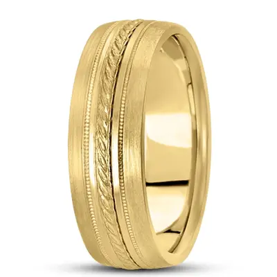 Sturdy Comfort Fit Diamond Carved Wedding Band  - view 5 of 5