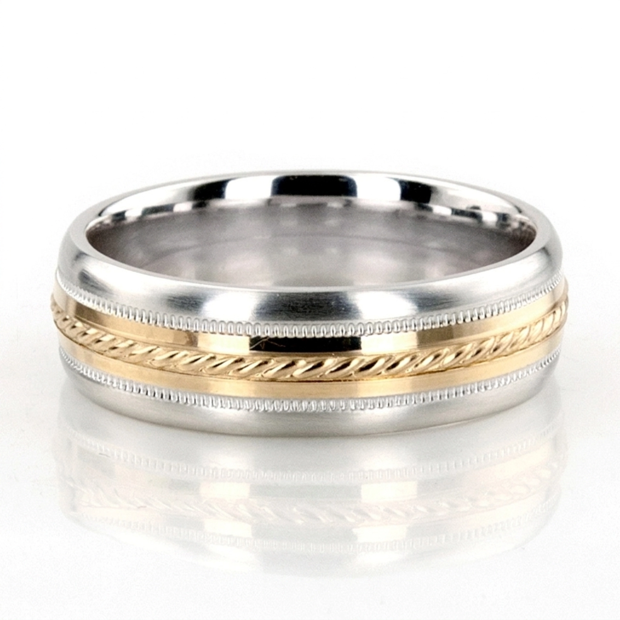 10K white-yellow-white gold 7mm. same as picture basic-carved-simple-wedding-bands - main view