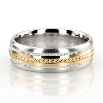 Sturdy Comfort Fit Diamond Carved Wedding Band  - view 1 of 5