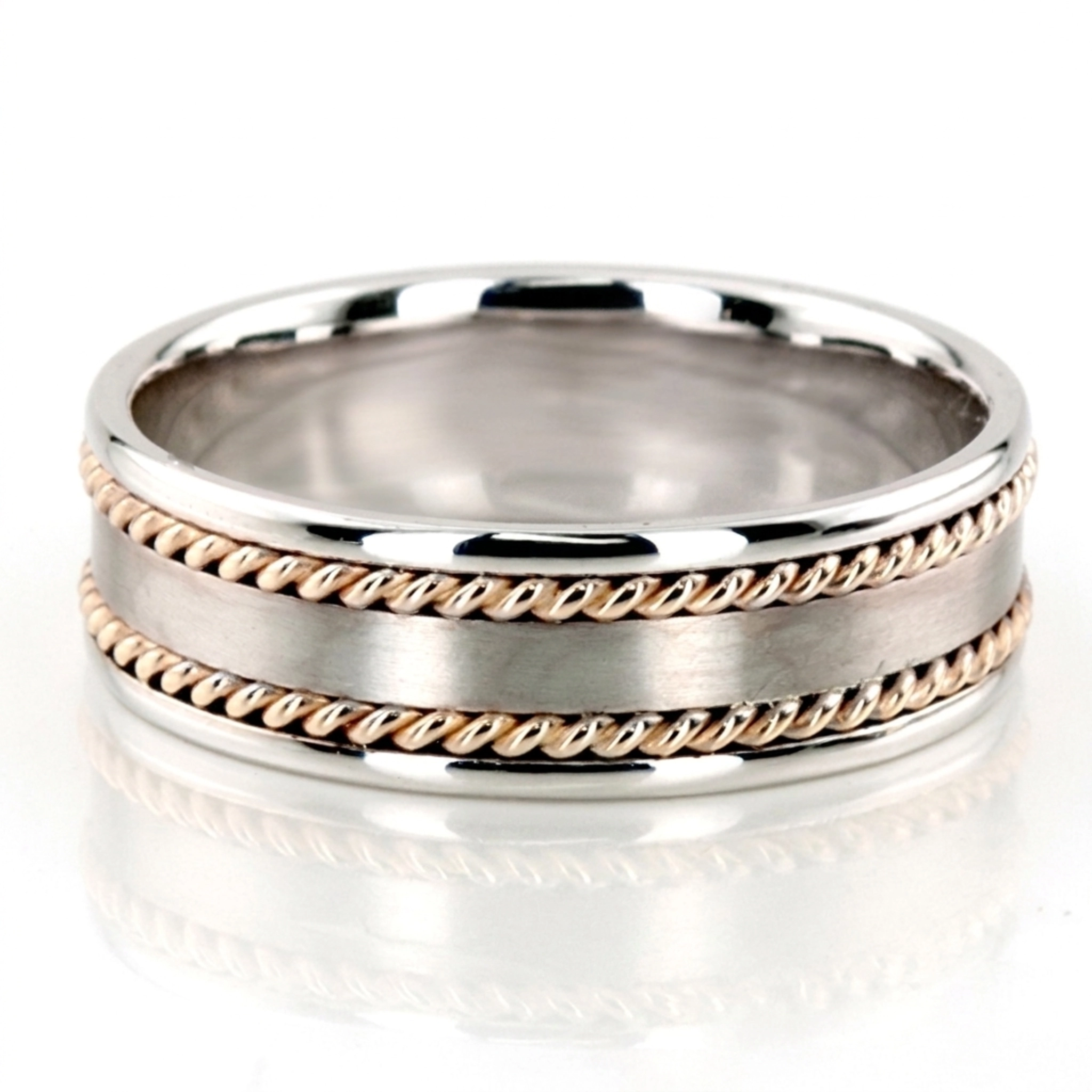 10K w-y-w-y-w gold 6mm. satin hand-made-wedding-band - alternate view 2