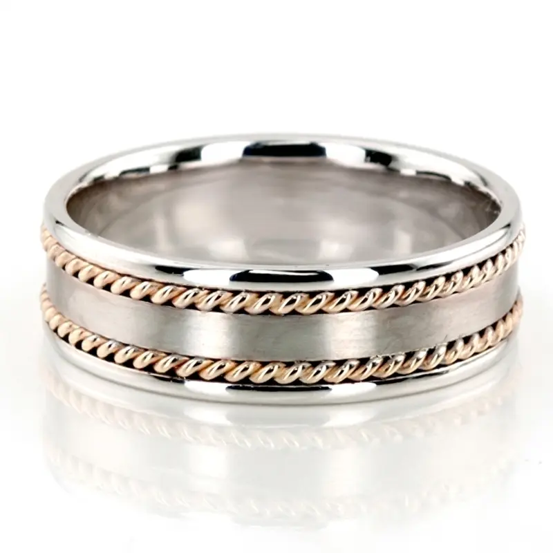 10K w-y-w-y-w gold 6mm. satin hand-made-wedding-band - alternate view 2